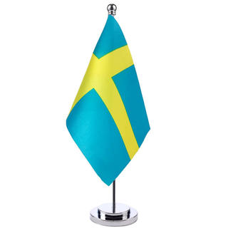 15 Inch Cross Bar Brass Table Flag Stand Small Desk Flag