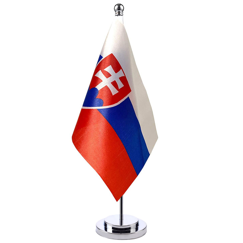 Custom Small Desk Flag Table Flag with Wooden Metal Base
